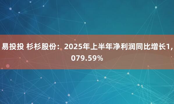 易投投 杉杉股份：2025年上半年净利润同比增长1,079.59%
